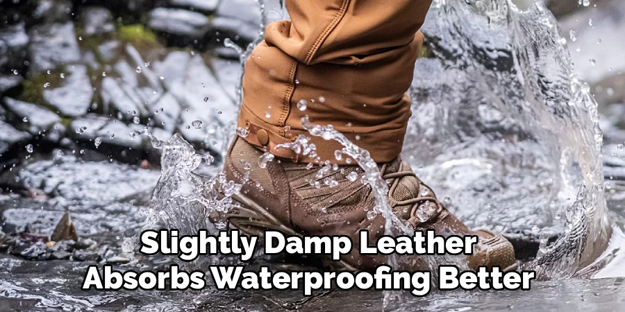 Slightly Damp Leather
Absorbs Waterproofing Better